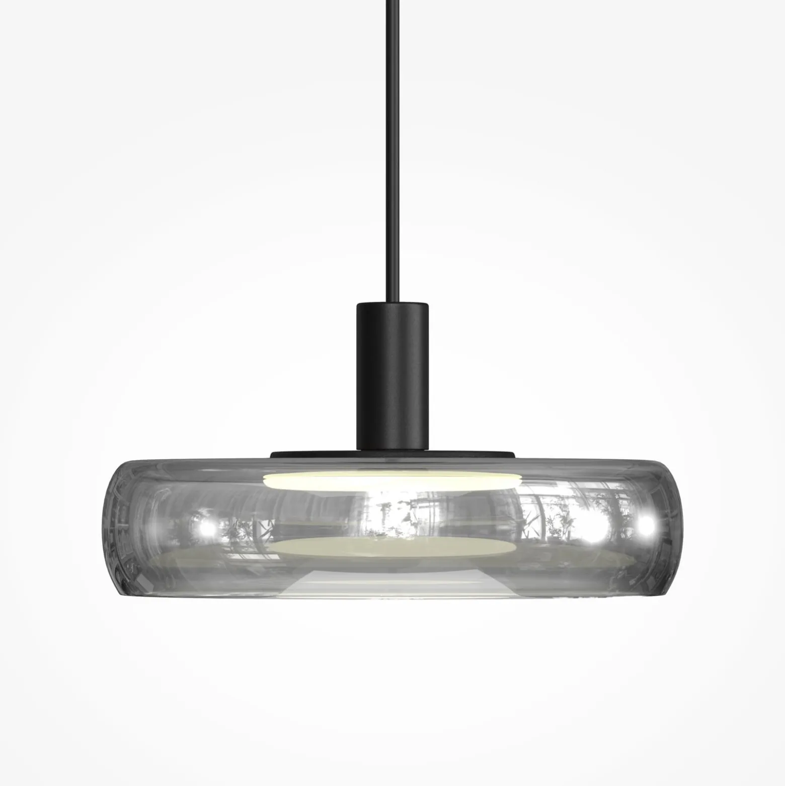 LED-Hängeleuchte FLOAT, grau/schwarz, Ø 20 cm, Glas/Metall