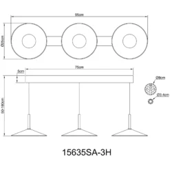 LED-Hängeleuchte Lampone sandfarben Länge 95 cm Metall 3-fl.