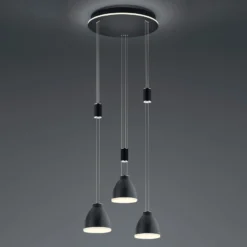 LED-Hängeleuchte Leni, 3-flg., rund, schwarz