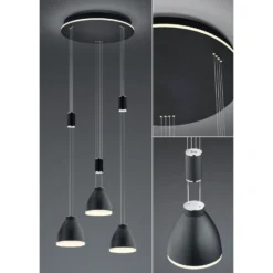 LED-Hängeleuchte Leni, 3-flg., rund, schwarz
