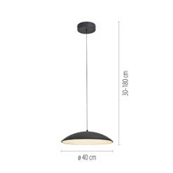 LED-Hängeleuchte LENTE, schwarz, Ø 40 cm, Metall, switchdim