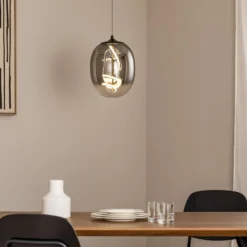 LED-Hängeleuchte Lilly, Glas, rauchgrau, Ø 28 cm, 4000 K