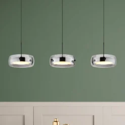 LED-Hängeleuchte Livion, rauchgrau/schwarz, Glas, 85 cm