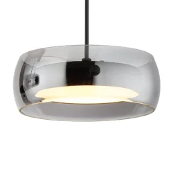 LED-Hängeleuchte Livion, rauchgrau/schwarz, Glas, 85 cm
