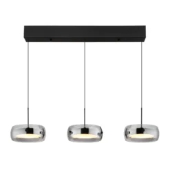 LED-Hängeleuchte Livion, rauchgrau/schwarz, Glas, 85 cm