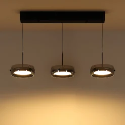 LED-Hängeleuchte Livion, rauchgrau/schwarz, Glas, 85 cm