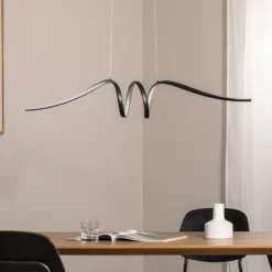 LED-Hängeleuchte Loop, Metall, schwarz-chrom, 4.000 K