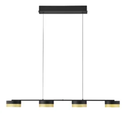 LED-Hängeleuchte Mesh 4fl. Dimmer, schwarz/gold