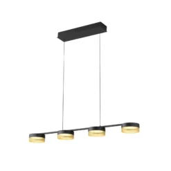 LED-Hängeleuchte Mesh 4fl. Dimmer, schwarz/gold