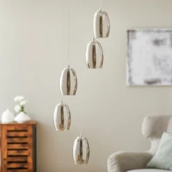 LED-Hängeleuchte Metropolis Rauchglas fünfflammig