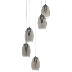 LED-Hängeleuchte Metropolis Rauchglas fünfflammig