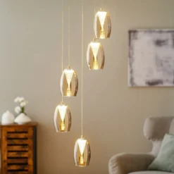 LED-Hängeleuchte Metropolis Rauchglas fünfflammig