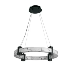LED-Hängeleuchte Moonbeam, Ring, schwarz, weiß, Metall