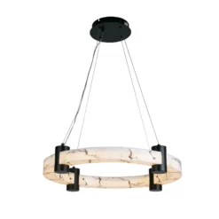 LED-Hängeleuchte Moonbeam, Ring, schwarz, weiß, Metall