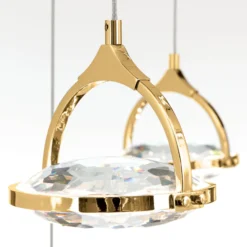 LED-Hängeleuchte Moon, K9-Kristallglas, 12fl gold