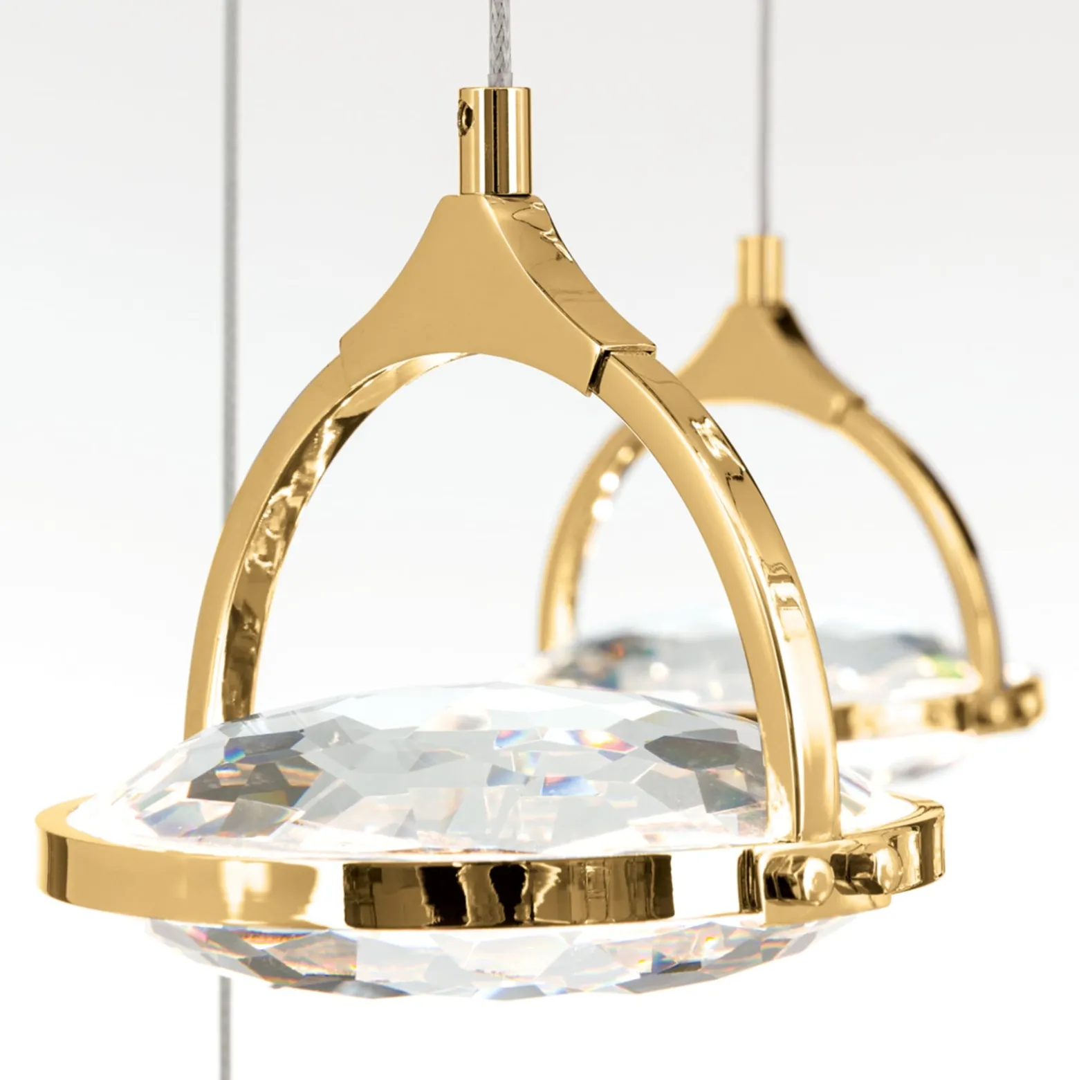 LED-Hängeleuchte Moon, K9-Kristallglas, 12fl gold