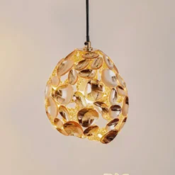 LED-Hängeleuchte Narisa Ø 18 cm roségold/braun