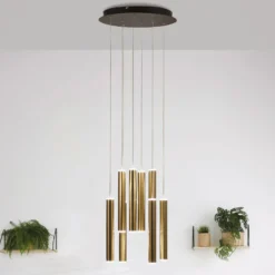 LED-Hängeleuchte Prado, gold, 8-flammig, Ø 40 cm, dimmbar