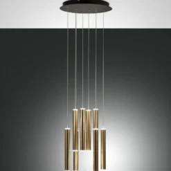 LED-Hängeleuchte Prado, gold, 8-flammig, Ø 40 cm, dimmbar
