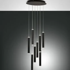LED-Hängeleuchte Prado, schwarz, 8-flammig, Ø 40 cm, dimmbar