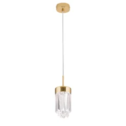 LED-Hängeleuchte Prism, Kristallglas, Ø10cm, gold