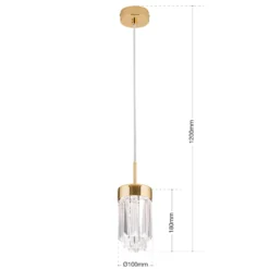 LED-Hängeleuchte Prism, Kristallglas, Ø10cm, gold