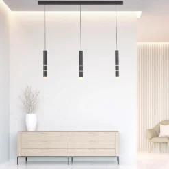 LED-Hängeleuchte PURE Vega, drei Zylinder, schwarz