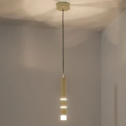 LED-Hängeleuchte PURE Vega, ein Zylinder, messing