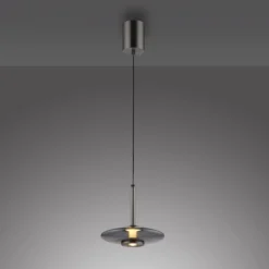 LED-Hängeleuchte PURE Vitrum, grau, Glas/Aluminium, Ø 22 cm