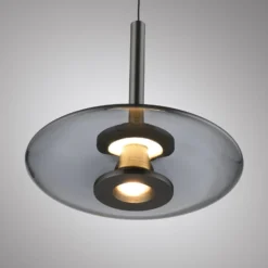 LED-Hängeleuchte PURE Vitrum, grau, Glas/Aluminium, Ø 22 cm