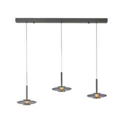 LED-Hängeleuchte PURE Vitrum, grau, Glas/Aluminium 3-flammig
