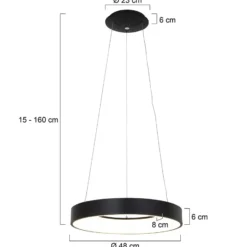 LED-Hängeleuchte Ringlede Ø 48 cm schwarz