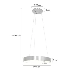 LED-Hängeleuchte Ringlede, Ø 48 cm, silber