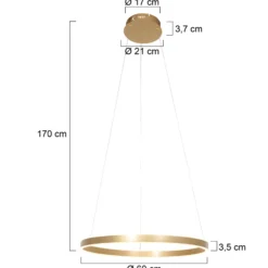 LED-Hängeleuchte Ringlux, Ø 60 cm, 2-flammig, gold