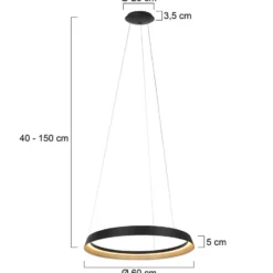LED-Hängeleuchte Ringlux, 1-flammig, schwarz, Metall