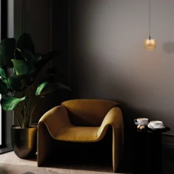 LED-Hängeleuchte Roller, goldfarben, verstellbar, Glaslinse