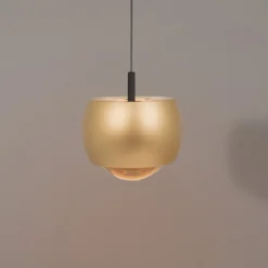 LED-Hängeleuchte Roller, goldfarben, verstellbar, Glaslinse