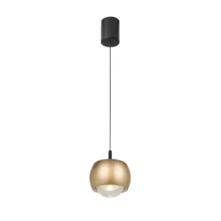 LED-Hängeleuchte Roller, goldfarben, verstellbar, Glaslinse
