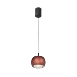 LED-Hängeleuchte Roller, kaffee, höhenverstellbar, Glaslinse
