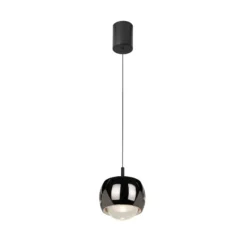 LED-Hängeleuchte Roller, schwarz-chrom verstellbar Glaslinse