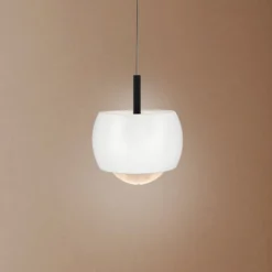 LED-Hängeleuchte Roller, weiß, höhenverstellbar, Glaslinse
