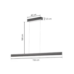 LED-Hängeleuchte Runa, schwarz, Länge 152 cm