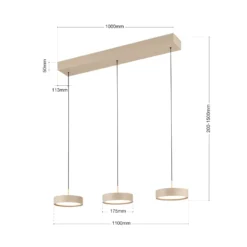 LED-Hängeleuchte Teide, khaki, Metall, höhenverstellbar