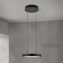 LED-Hängeleuchte Teide, schwarz, einflammig, Metall, 2.700 K