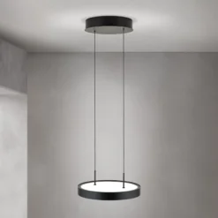 LED-Hängeleuchte Teide, schwarz, einflammig, Metall, 2.700 K
