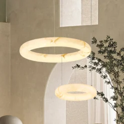 LED-Hängeleuchte 2542, weiß, Ø 34 cm, Alabaster, dimmbar