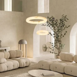 LED-Hängeleuchte 2543, weiß, Ø 49 cm, Alabaster, dimmbar