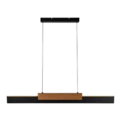 LED-Hängeleuchte Wiebke, schwarz Holzdetail 120,5 cm dimmbar