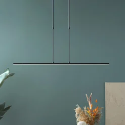 LED-Hängeleuchte Zelena, schwarz, Länge 122cm, Metall, CCT