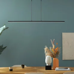 LED-Hängeleuchte Zelena, schwarz, Länge 122cm, Metall, CCT